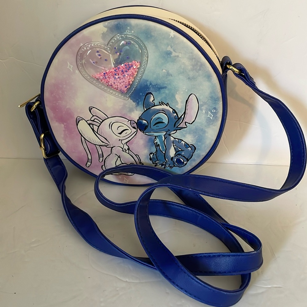 Disney LILO and Stitch Glitter Love Round Crossbody Purse